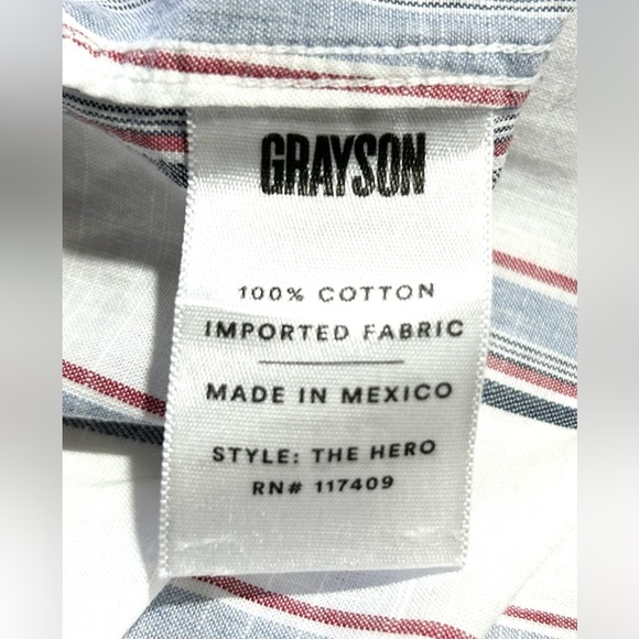 Grayson The Hero Button-Up Washed Cotton Top Ida White Stripe 2 S Anthropologie - Picture 8 of 9